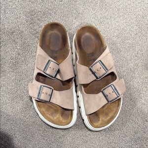 Papillio Tan Sandals with Cork Footbed and Adjustable Straps